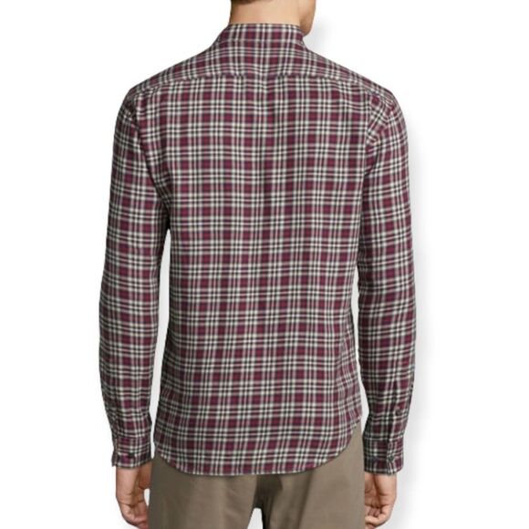 Theory 100% Cotton Zack Plaid Long-Sleeve Sport Shirt Button Front Collared XL - Picture 2 of 10